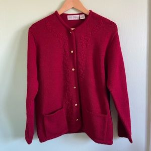 VTG Kim Rogers Womens Red Cardigan Sweater Size Medium